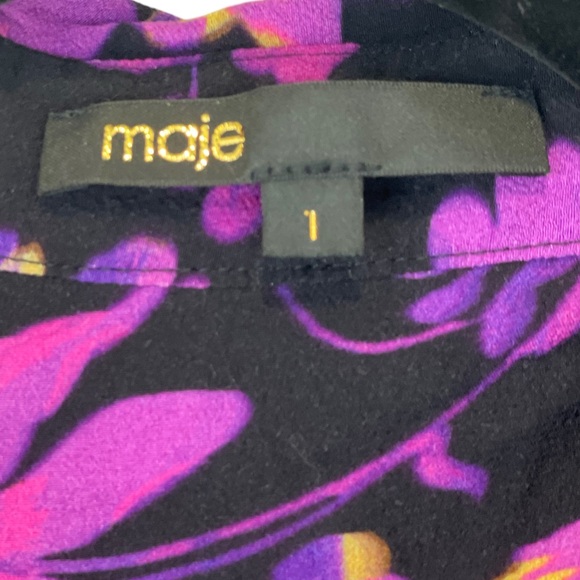 Maje Ritunia Floral Black Floral Slits Open Midi Dress Bloomingdales Mint 1 - Picture 4 of 4